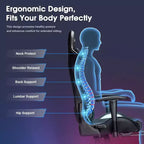 Chaise de jeu ergonomique moderne avec massage 7 points, repose-pieds et accoudoirs réglables Noir