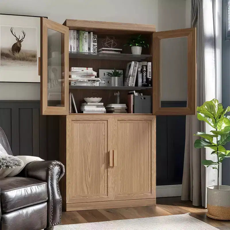 Meuble d'appoint en bois 31x31x16 avec étagère réglable Meuble de rangement Naturel