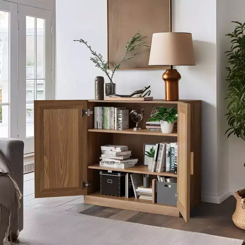 Meuble d'appoint en bois 31x31x16 avec étagère réglable Meuble de rangement Naturel