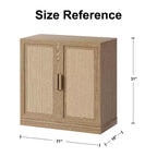 Meuble d'appoint 31x31x16 en rotin et bois avec étagère réglable et armoire de rangement Naturel