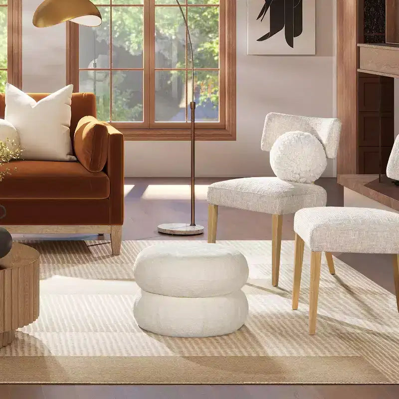 19.5 Pouf Rond Rembourré Bas