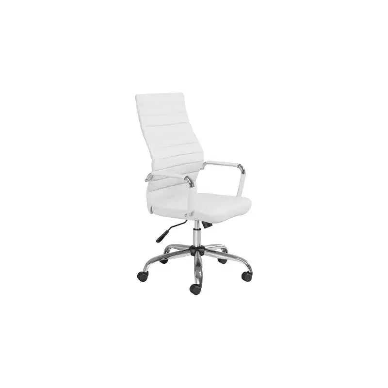 Chaise de bureau réglable en similicuir blanc
