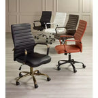 Chaise de bureau réglable en similicuir blanc