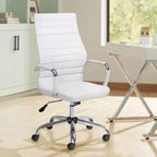 Chaise de bureau réglable en similicuir blanc