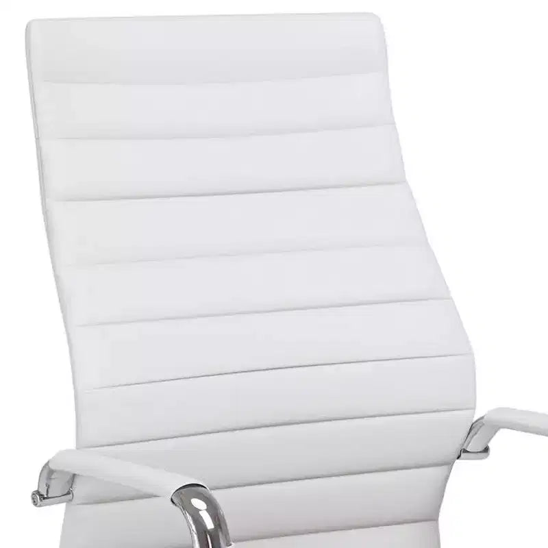 Chaise de bureau réglable en similicuir blanc
