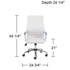 Chaise de bureau réglable en similicuir blanc