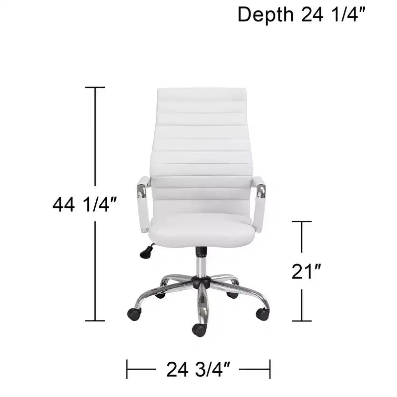 Chaise de bureau réglable en similicuir blanc