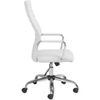 Chaise de bureau réglable en similicuir blanc
