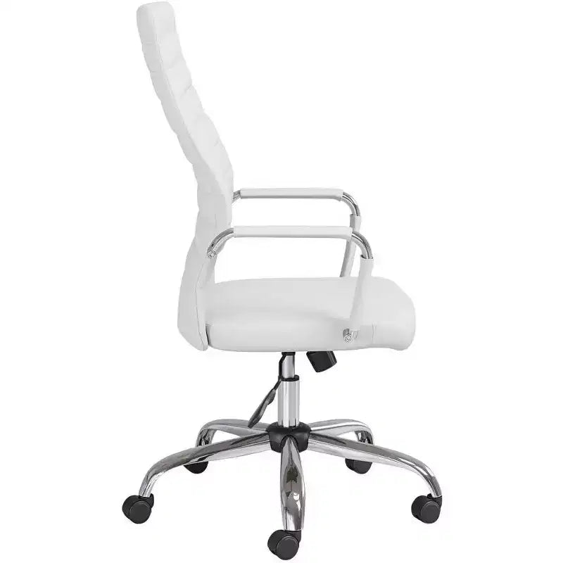 Chaise de bureau réglable en similicuir blanc