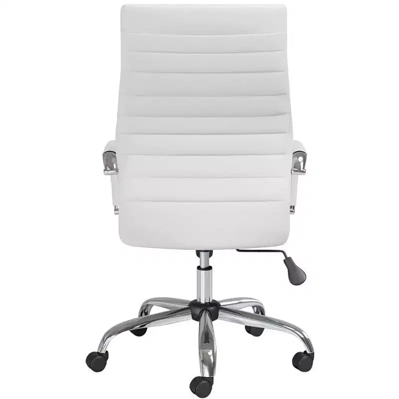 Chaise de bureau réglable en similicuir blanc
