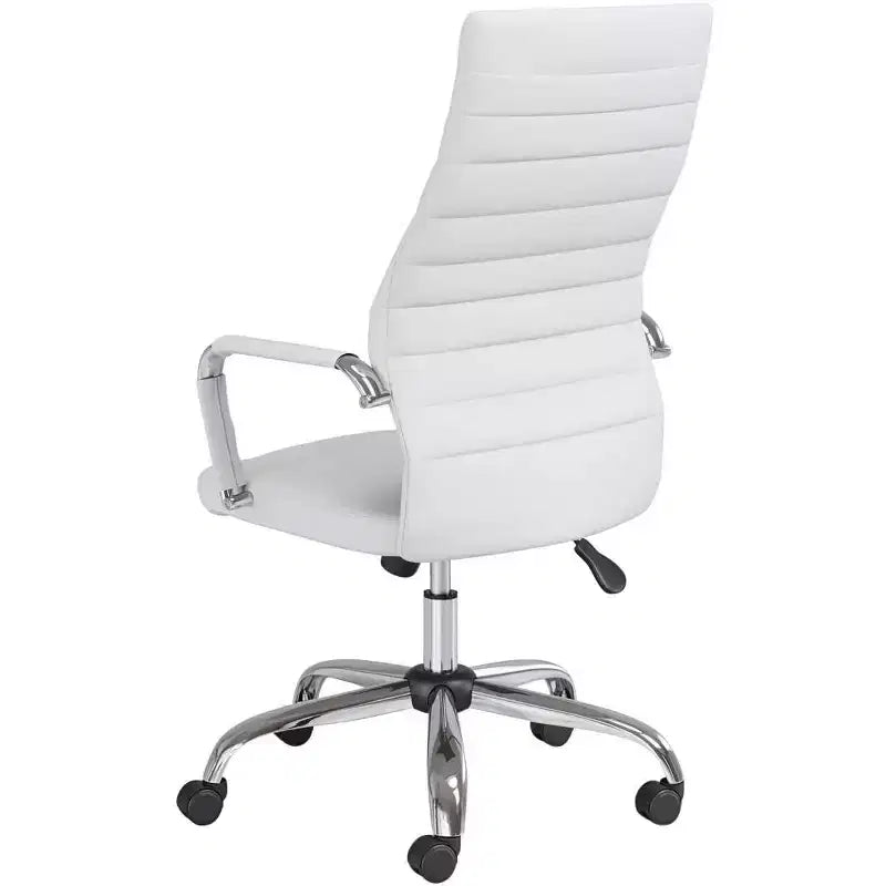 Chaise de bureau réglable en similicuir blanc