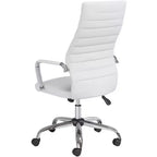 Chaise de bureau réglable en similicuir blanc