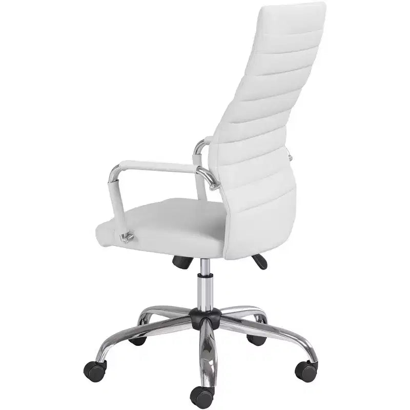 Chaise de bureau réglable en similicuir blanc