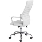 Chaise de bureau réglable en similicuir blanc