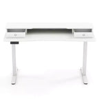 Bureau debout électrique 55x24 avec 2 tiroirs, support d'écran et étagère de rangement Noir/Blanc/Marron