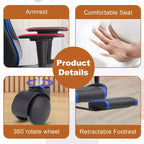 Chaise de bureau gamer avec fonction de massage, support lombaire en cuir PU pour adulte