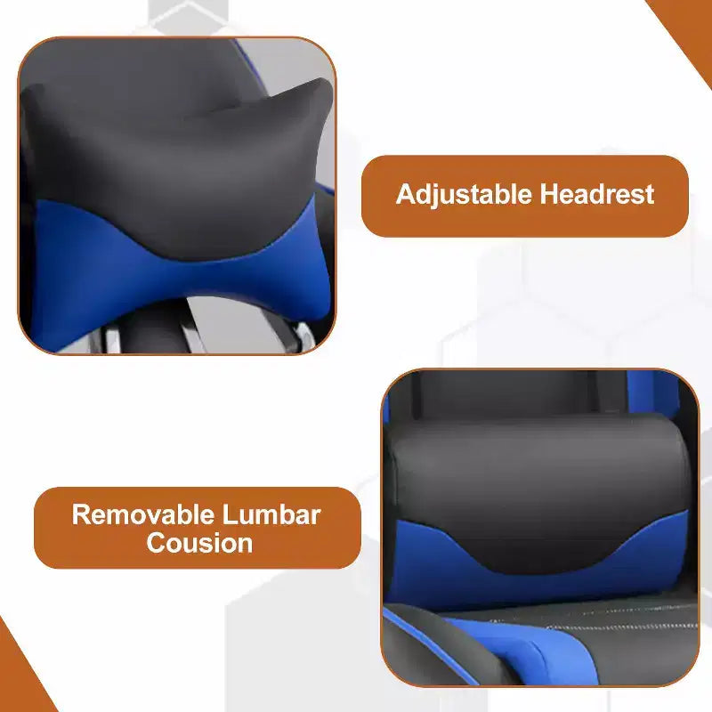 Chaise de bureau gamer avec fonction de massage, support lombaire en cuir PU pour adulte