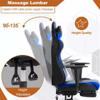 Chaise de bureau gamer avec fonction de massage, support lombaire en cuir PU pour adulte