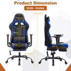 Chaise de bureau gamer avec fonction de massage, support lombaire en cuir PU pour adulte