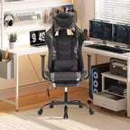 Chaise de bureau gamer avec fonction de massage, support lombaire en cuir PU pour adulte