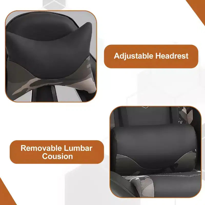 Chaise de bureau gamer avec fonction de massage, support lombaire en cuir PU pour adulte