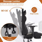Chaise de bureau gamer avec fonction de massage, support lombaire en cuir PU pour adulte