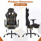 Chaise de bureau gamer avec fonction de massage, support lombaire en cuir PU pour adulte