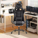 Chaise de bureau gamer avec fonction de massage, support lombaire en cuir PU pour adulte
