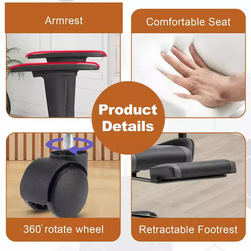 Chaise de bureau gamer avec fonction de massage, support lombaire en cuir PU pour adulte