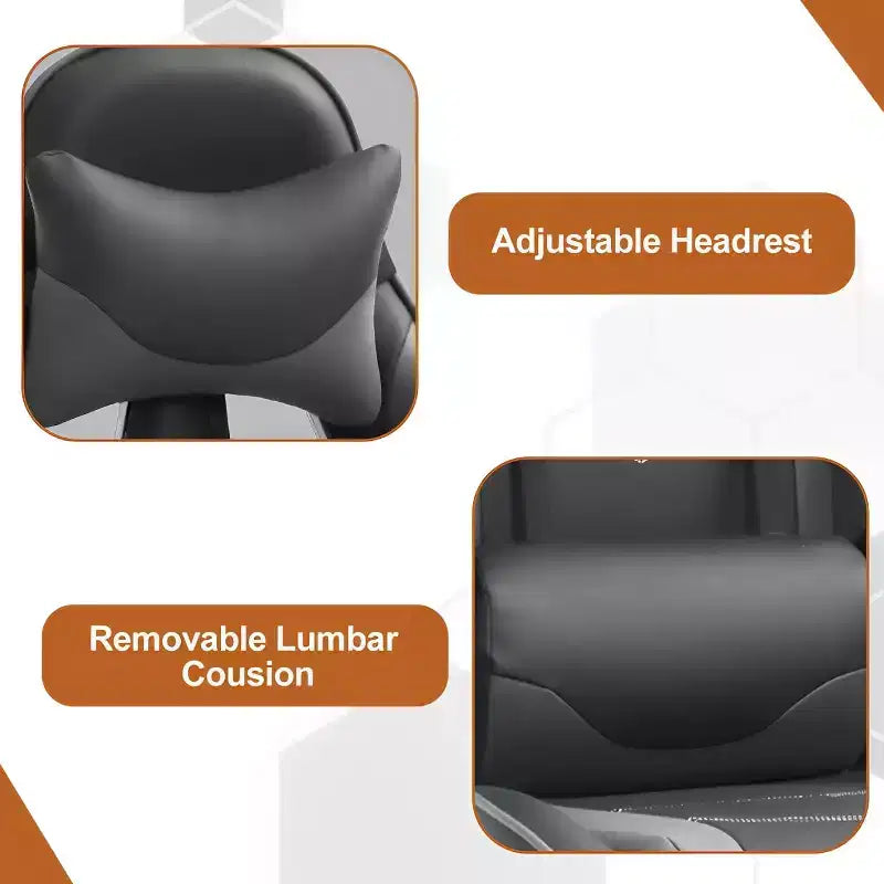 Chaise de bureau gamer avec fonction de massage, support lombaire en cuir PU pour adulte