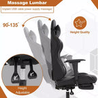 Chaise de bureau gamer avec fonction de massage, support lombaire en cuir PU pour adulte