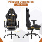 Chaise de bureau gamer avec fonction de massage, support lombaire en cuir PU pour adulte