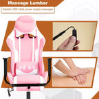 Chaise de bureau gamer avec fonction de massage, support lombaire en cuir PU pour adulte