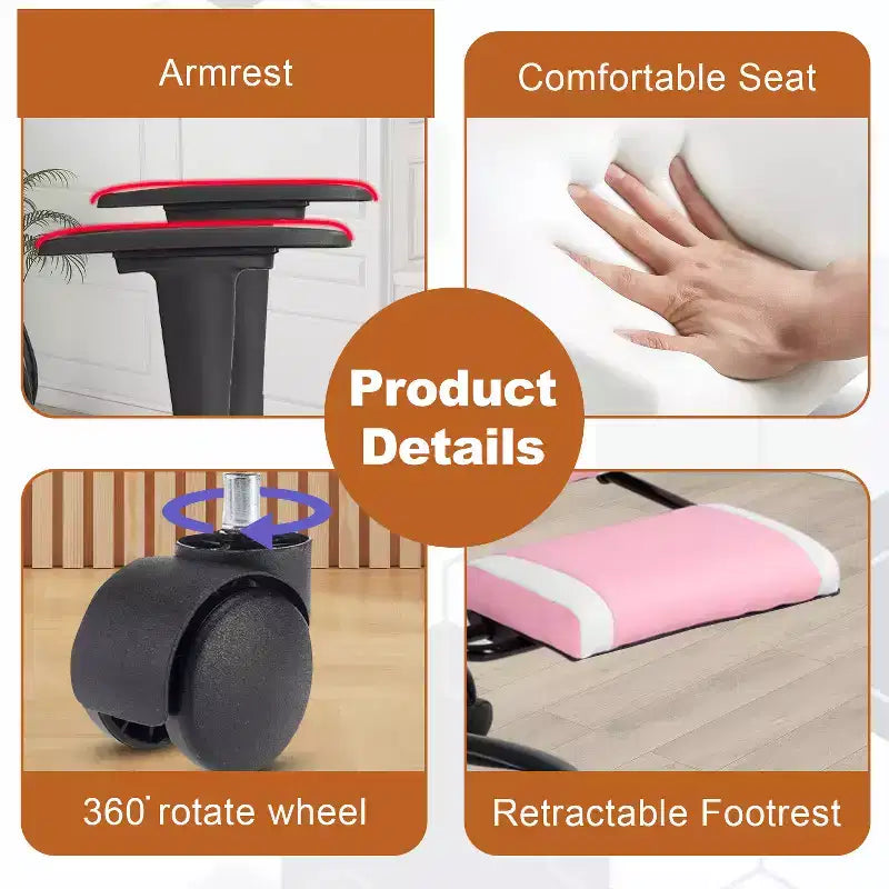 Chaise de bureau gamer avec fonction de massage, support lombaire en cuir PU pour adulte