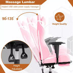 Chaise de bureau gamer avec fonction de massage, support lombaire en cuir PU pour adulte