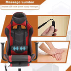 Chaise de bureau gamer avec fonction de massage, support lombaire en cuir PU pour adulte