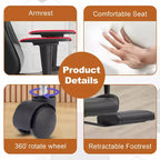 Chaise de bureau gamer avec fonction de massage, support lombaire en cuir PU pour adulte