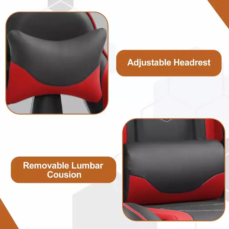 Chaise de bureau gamer avec fonction de massage, support lombaire en cuir PU pour adulte