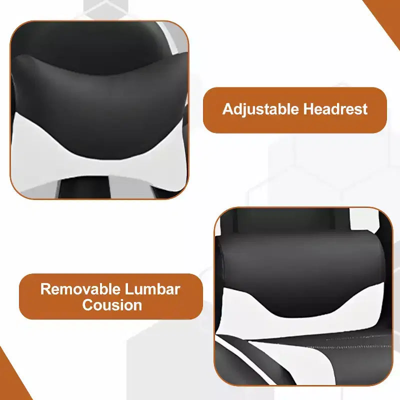Chaise de bureau gamer avec fonction de massage, support lombaire en cuir PU pour adulte
