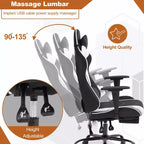 Chaise de bureau gamer avec fonction de massage, support lombaire en cuir PU pour adulte