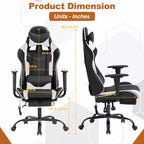 Chaise de bureau gamer avec fonction de massage, support lombaire en cuir PU pour adulte