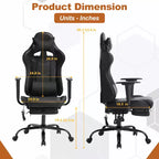 Chaise de bureau gamer avec fonction de massage, support lombaire en cuir PU pour adulte