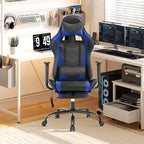 Chaise de bureau gamer avec fonction de massage, support lombaire en cuir PU pour adulte