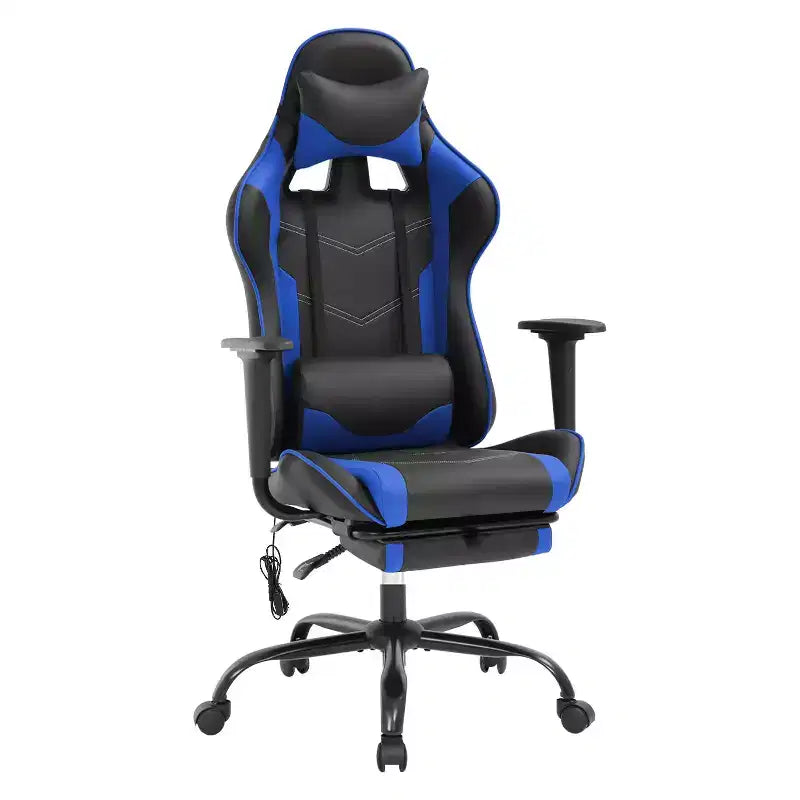 Chaise de bureau gamer avec fonction de massage, support lombaire en cuir PU pour adulte