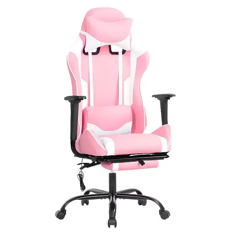 Chaise de bureau gamer avec fonction de massage, support lombaire en cuir PU pour adulte