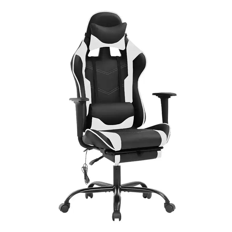 Chaise de bureau gamer avec fonction de massage, support lombaire en cuir PU pour adulte
