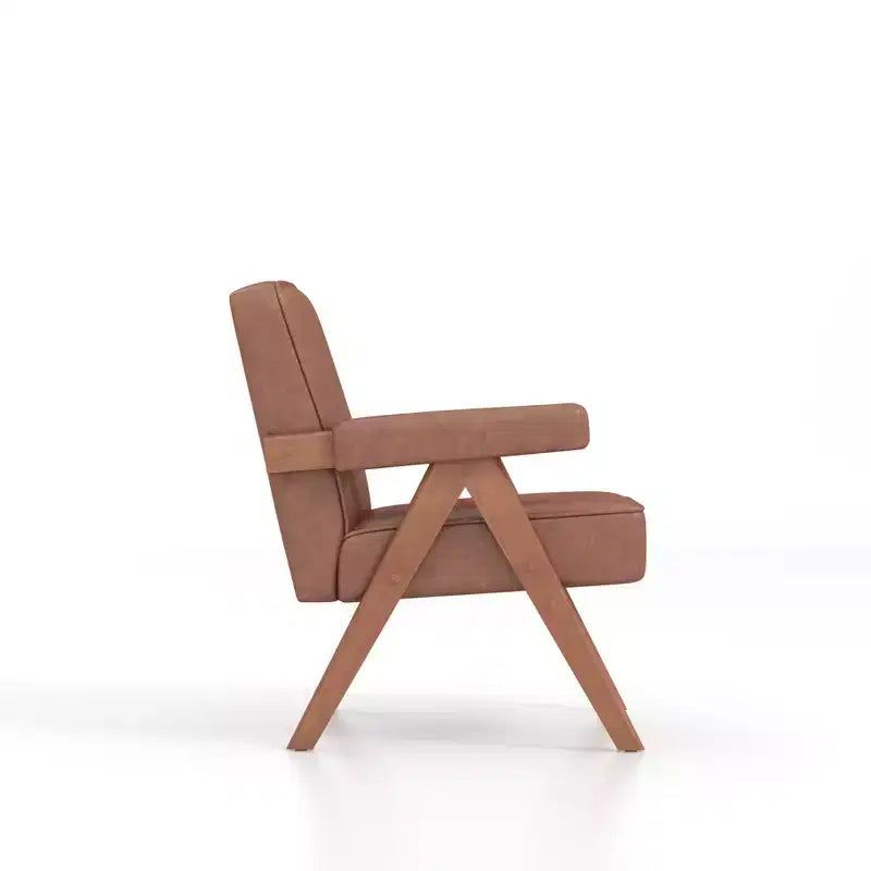 Chaise en bois rembourrée avec accoudoirs
