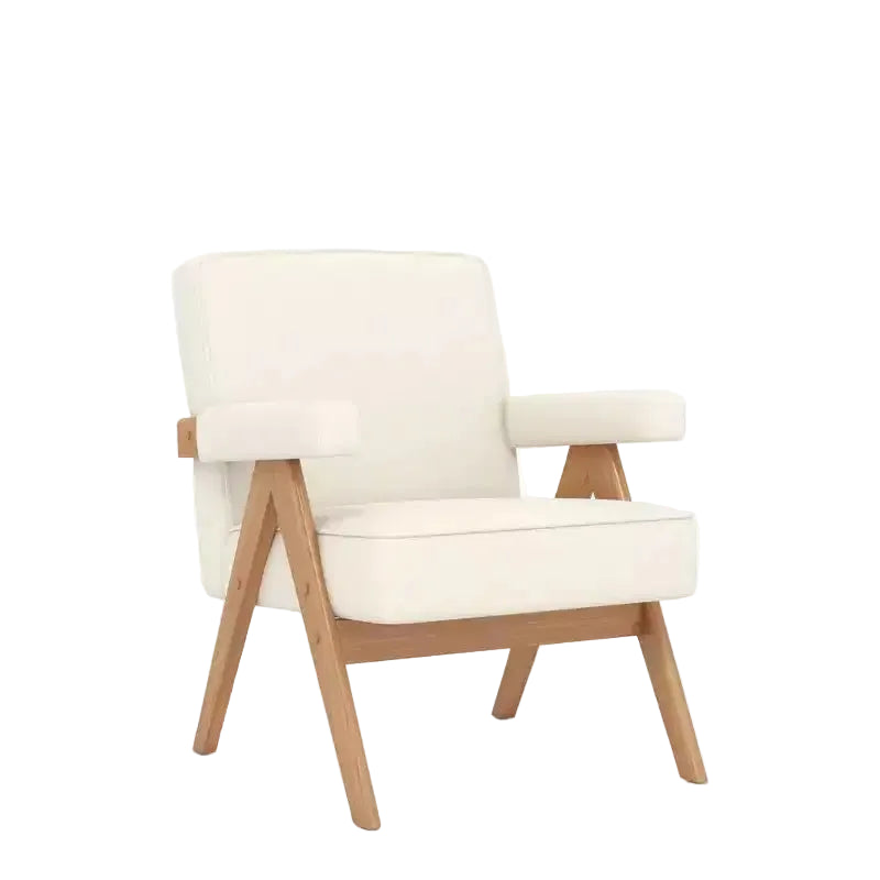 Chaise en bois rembourrée avec accoudoirs
