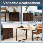 Classeur de bureau à 5 tiroirs avec étagères, classeurs en bois pour le bureau à domicile, classeur mobile latéral.