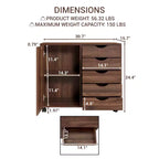 Classeur de bureau à 5 tiroirs avec étagères, classeurs en bois pour le bureau à domicile, classeur mobile latéral.